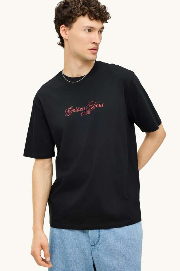 Uomo - T-shirt - relaxed fit - nero