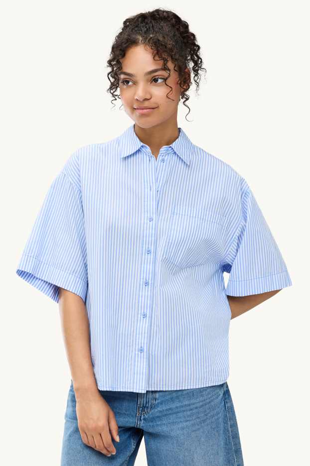Dona - Camisa brusa - de ratlles - blau clar