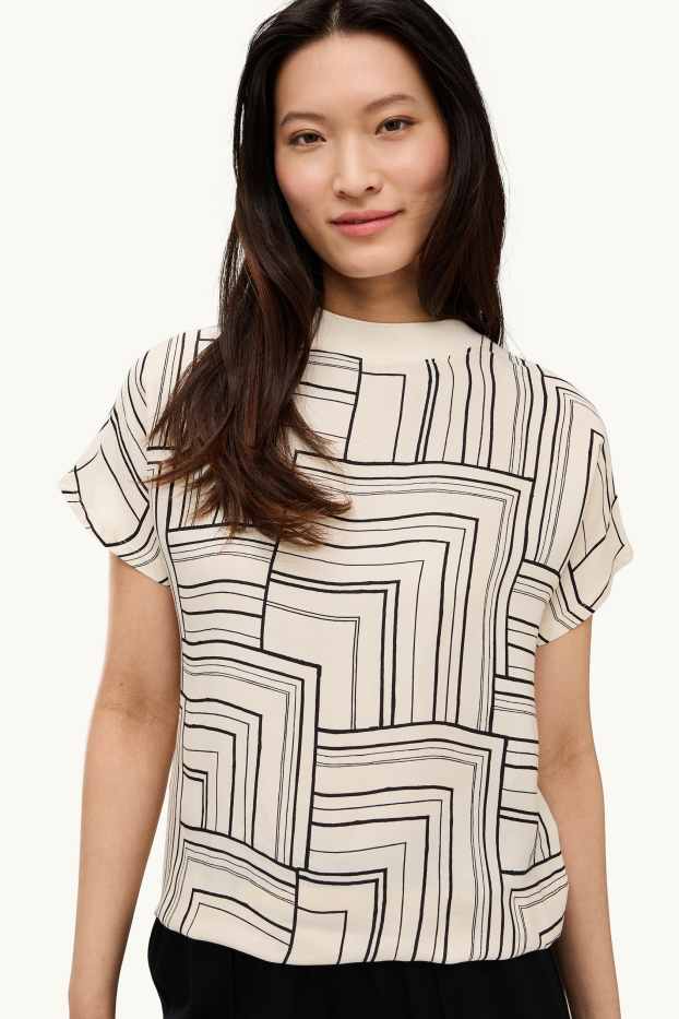 Dona - Samarreta de màniga curta - regular fit - amb motiu - crema