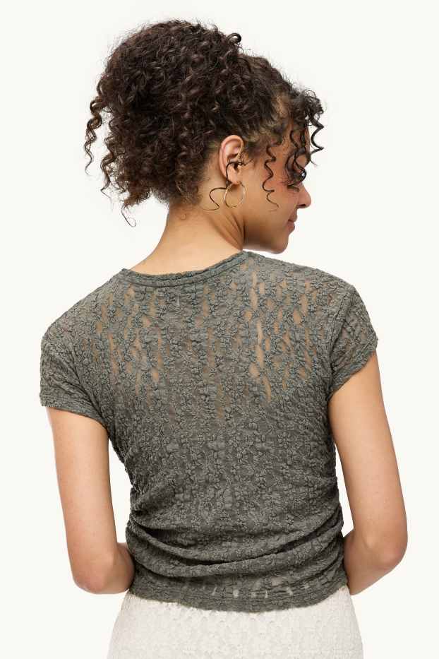Dames - T-shirt - slim fit - mesh - kaki