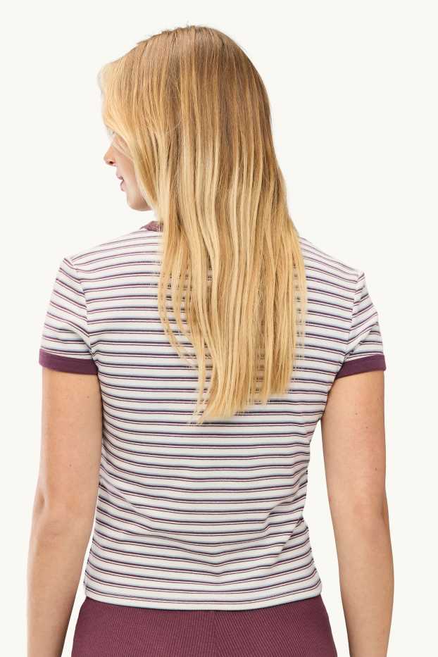 Femei - Tricou - slim fit - cu dungi - alb