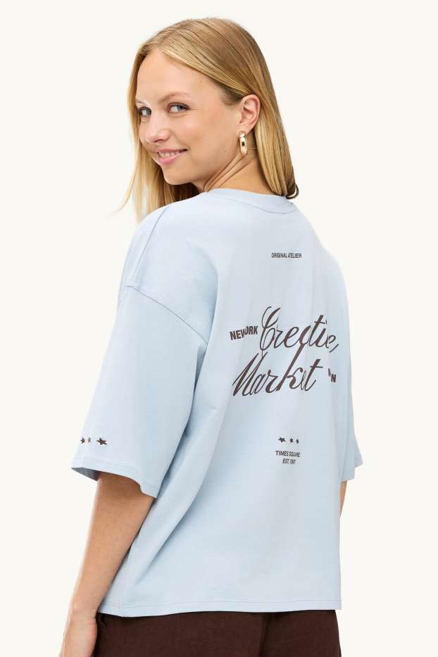 Damen - T-Shirt - Oversized - hellblau