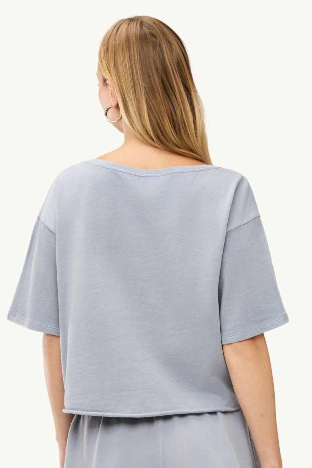 Dames - Kort T-shirt - oversized - lichtgrijs