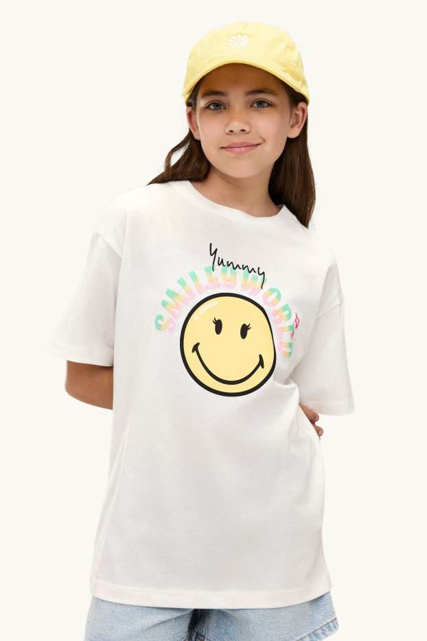 Děti - dívky - SmileyWorld® - tričko s krátkým rukávem - bílá