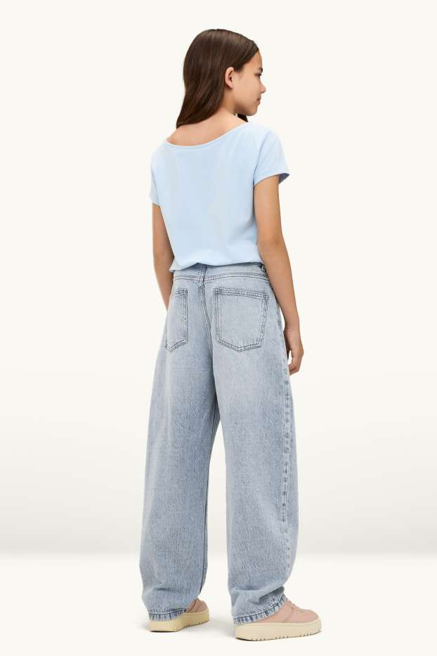 Kinder Mädchen - Barrel Jeans - Relaxed Fit - hellblau
