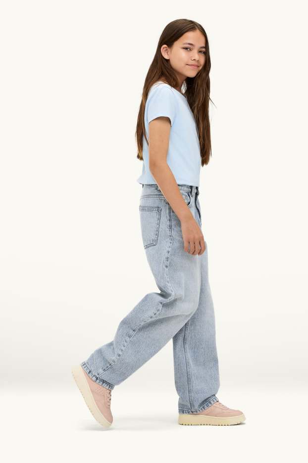 Kinder Mädchen - Barrel Jeans - Relaxed Fit - hellblau