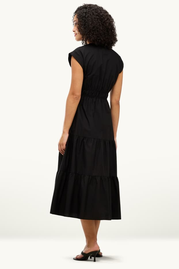 Dames - Fit & flare-jurk, met V-hals - zwart