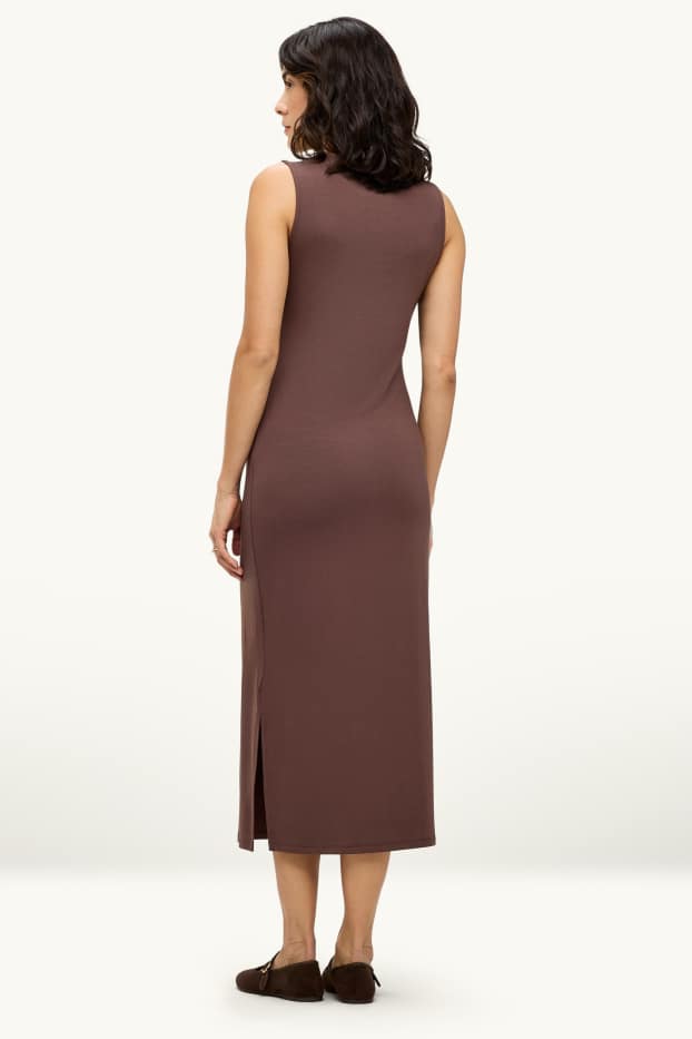 Femmes - Robe en viscose - straight fit - marron