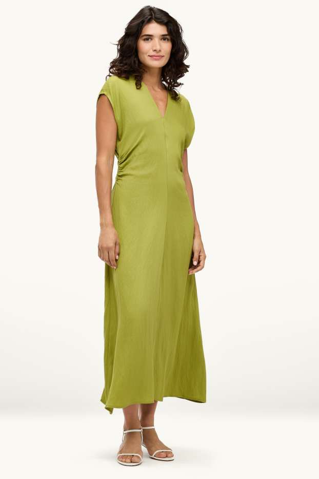Femmes - Robe à col V - straight fit - vert