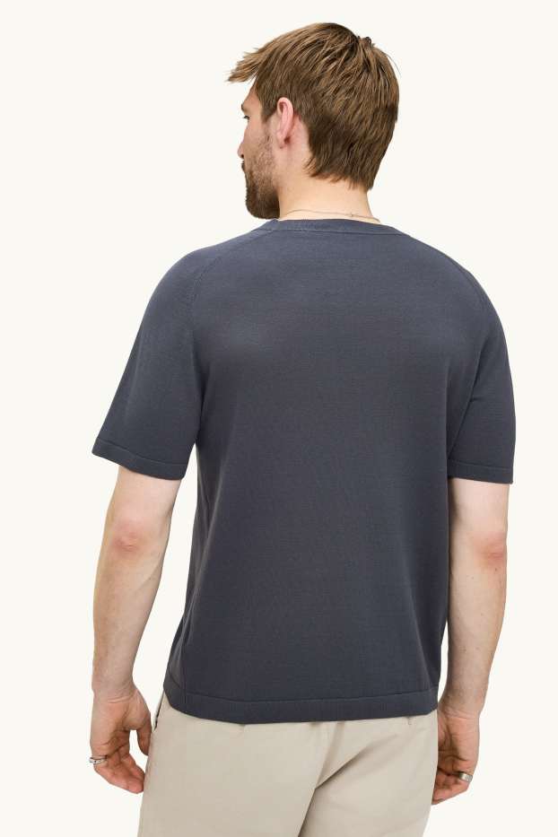 Uomo - Maglione - a maniche corte - tessuto tramato - grigio scuro
