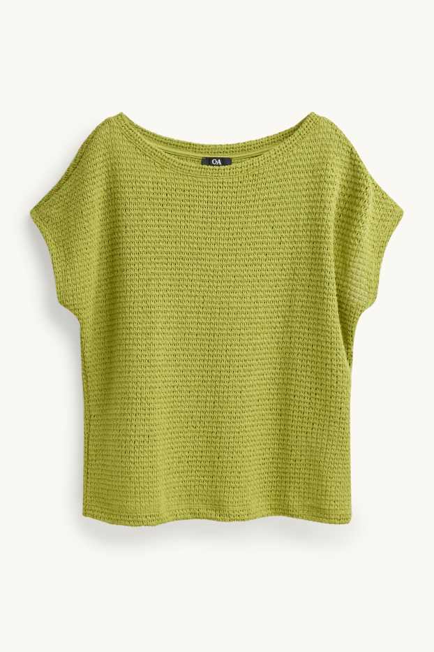 Donna - T-shirt in maglia - relaxed fit - tessuto tramato - verde chiaro