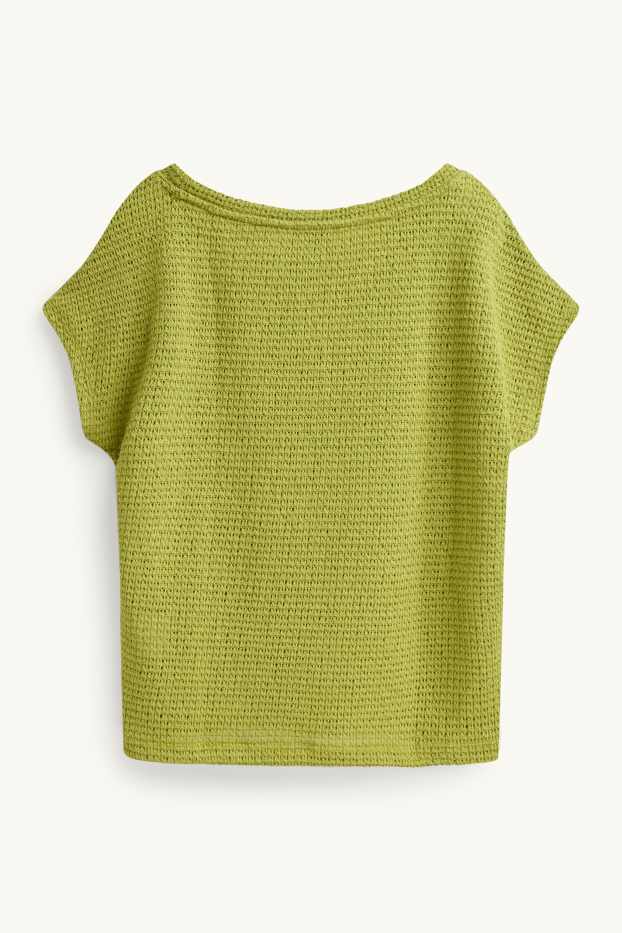 Donna - T-shirt in maglia - relaxed fit - tessuto tramato - verde chiaro