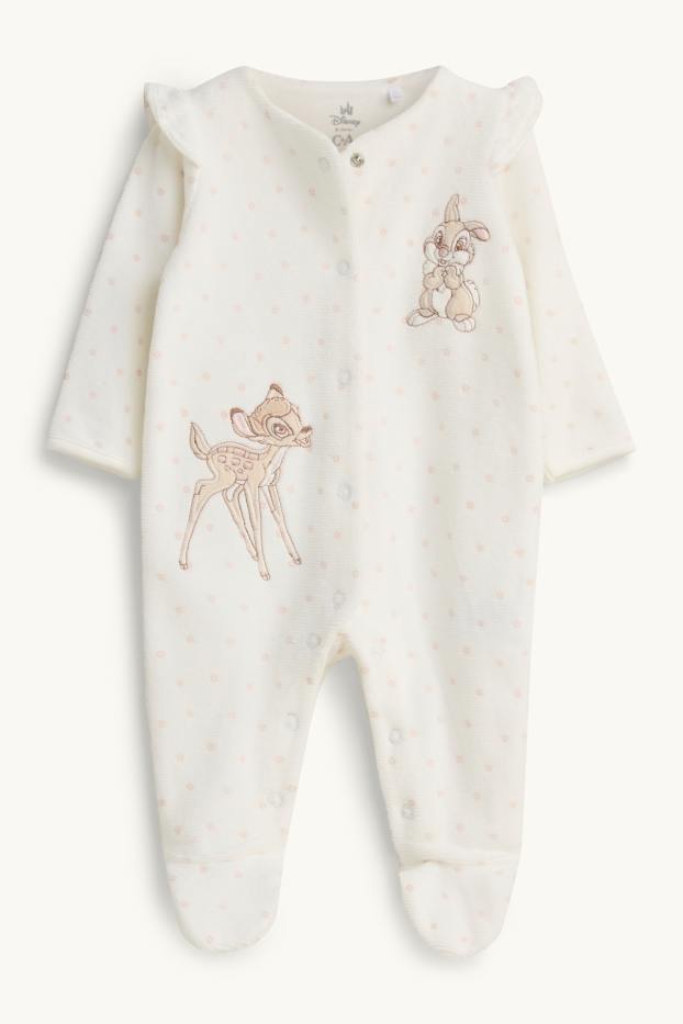 Miminka - dívky - Bambi - pyžamo pro miminka - žebrované - krémově bílá