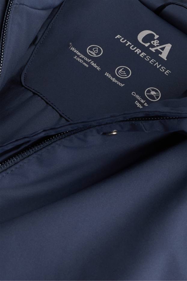Dames - Sporttrenchcoat met capucon en ceintuur - gevoerd - donkerblauw
