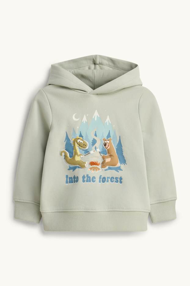 Kinder Buben - Dino, Bär und Wald - Hoodie - hellgrün