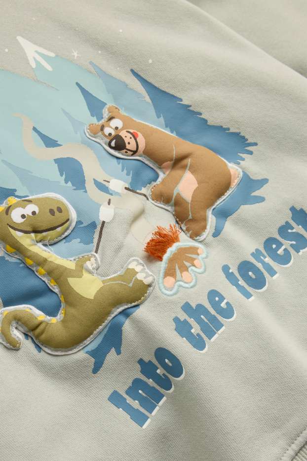 Kinder Buben - Dino, Bär und Wald - Hoodie - hellgrün