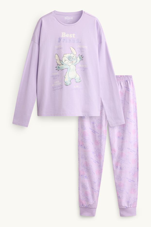 Kinder Mädchen - Lilo & Stitch - Pyjama - 2 teilig - Glanz-Effekt - lila