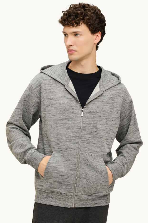 Home - Dessuadora oberta amb caputxa - gris jaspiat