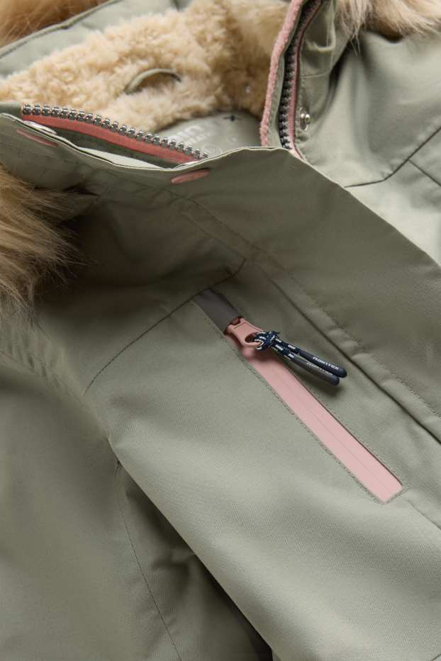 Kinder Mädchen - Regenjacke mit Kapuze - gefüttert - wasserdicht - hellgrün