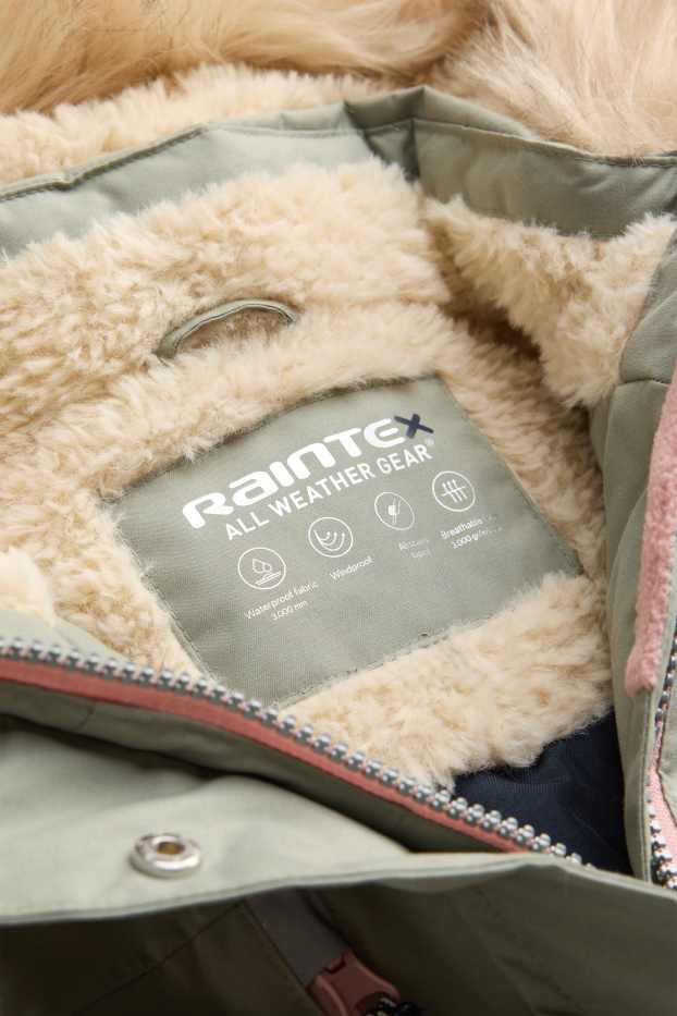 Kinder Mädchen - Regenjacke mit Kapuze - gefüttert - wasserdicht - hellgrün