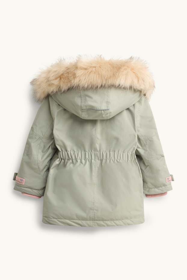 Kinder Mädchen - Regenjacke mit Kapuze - gefüttert - wasserdicht - hellgrün