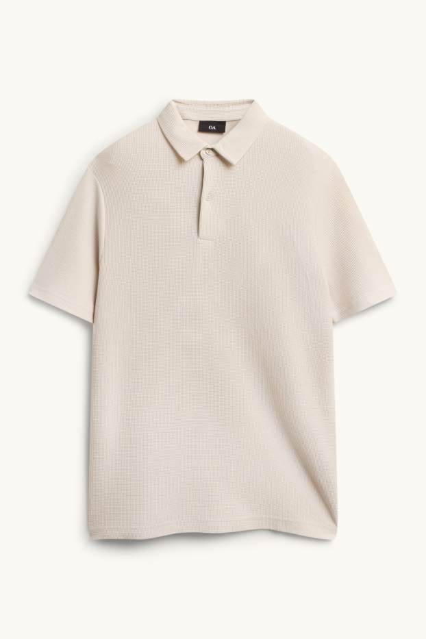 Herren - Poloshirt - Regular Fit - strukturiert - sandfarben