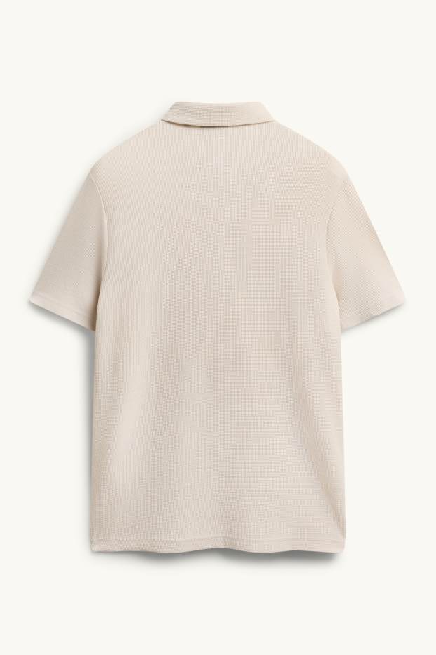 Herren - Poloshirt - Regular Fit - strukturiert - sandfarben