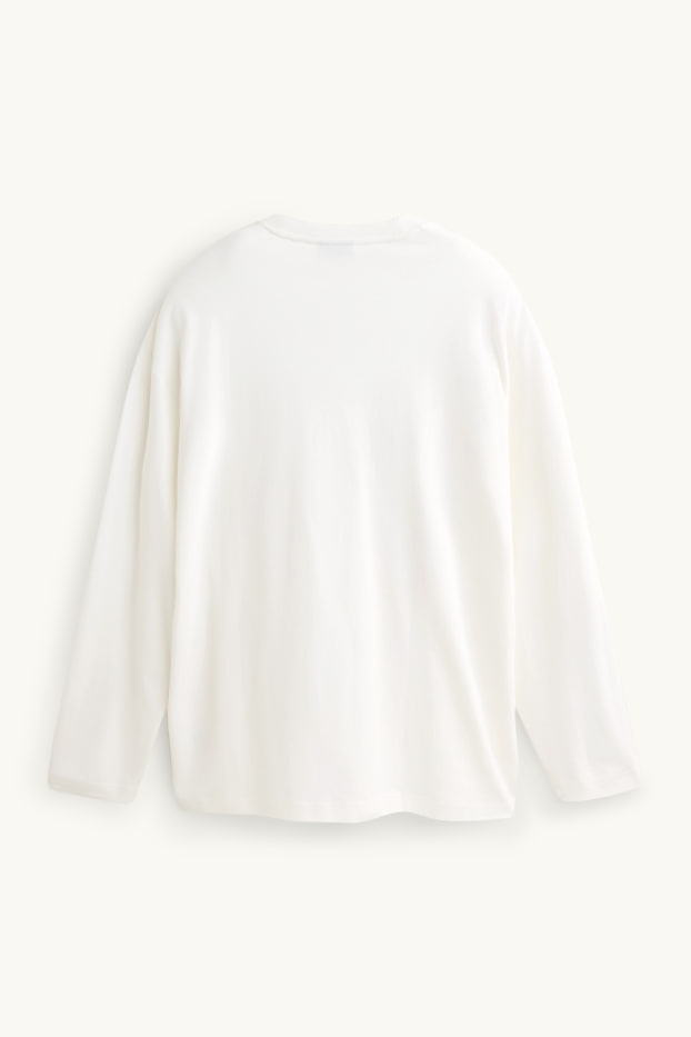 Hommes - Haut à manches longues - relaxed fit - blanc