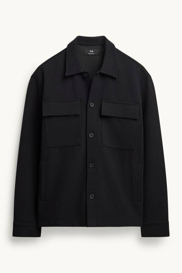 Hommes - Veste-chemise - relaxed fit - col kent - noir