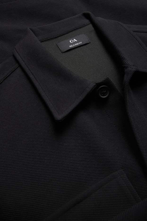 Hommes - Veste-chemise - relaxed fit - col kent - noir