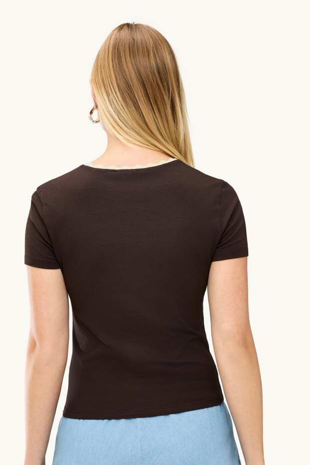 Dames - T-shirt - slim fit - bruin