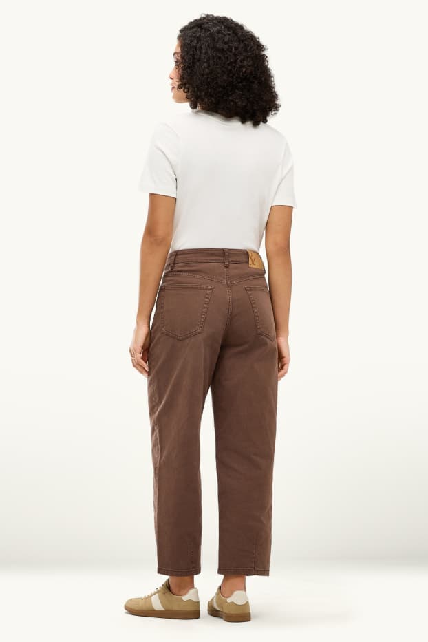 Dames - Barrel jeans - high waist - jeansbruin
