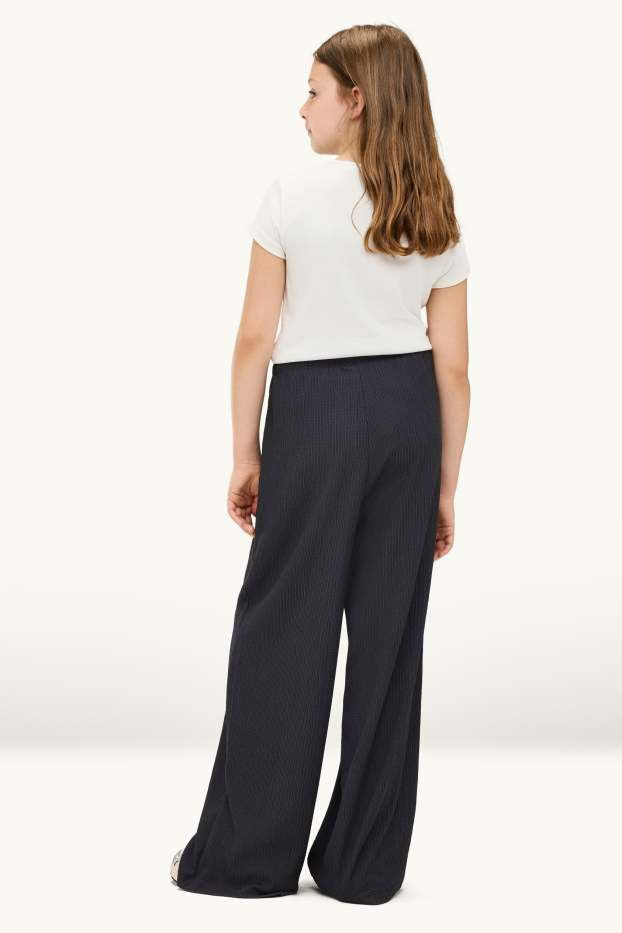 Enfants filles - Pantalon en toile - Palazzo - noir