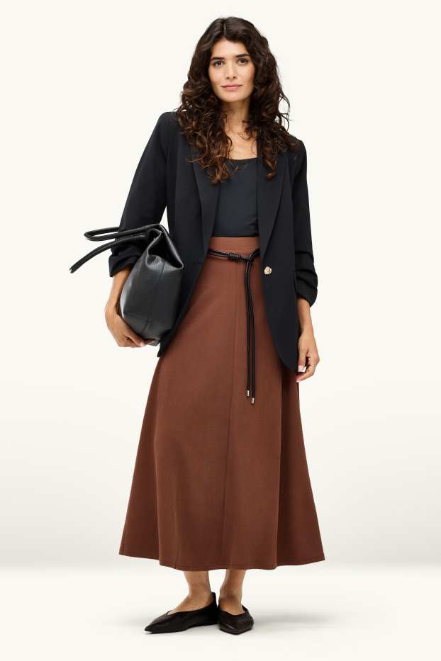 Women - Skirt with belt - brown
