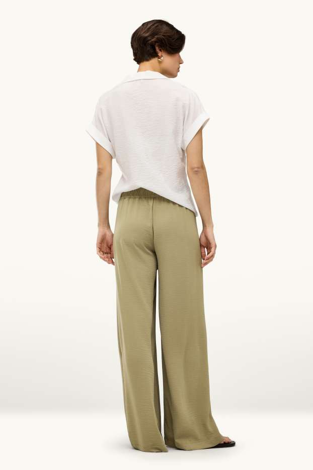 Femmes - Pantalon en toile - mid waist - palazzo - vert