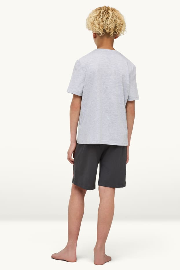 Children Boys - Basketball - short pyjamas - 2 piece - gray