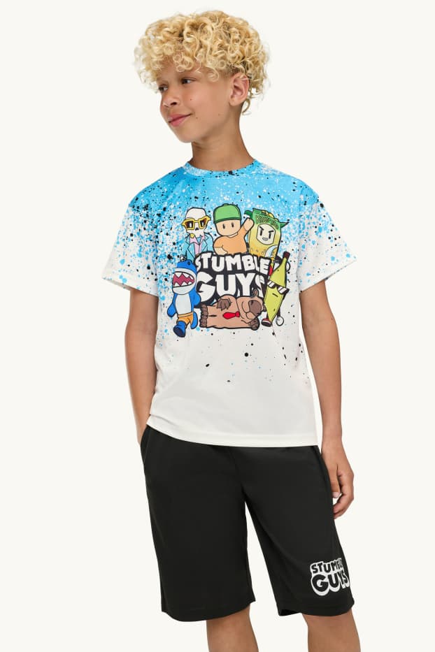 Copii - Băieți - Stumble Guys - pijama scurtă - 2 piese - negru / alb