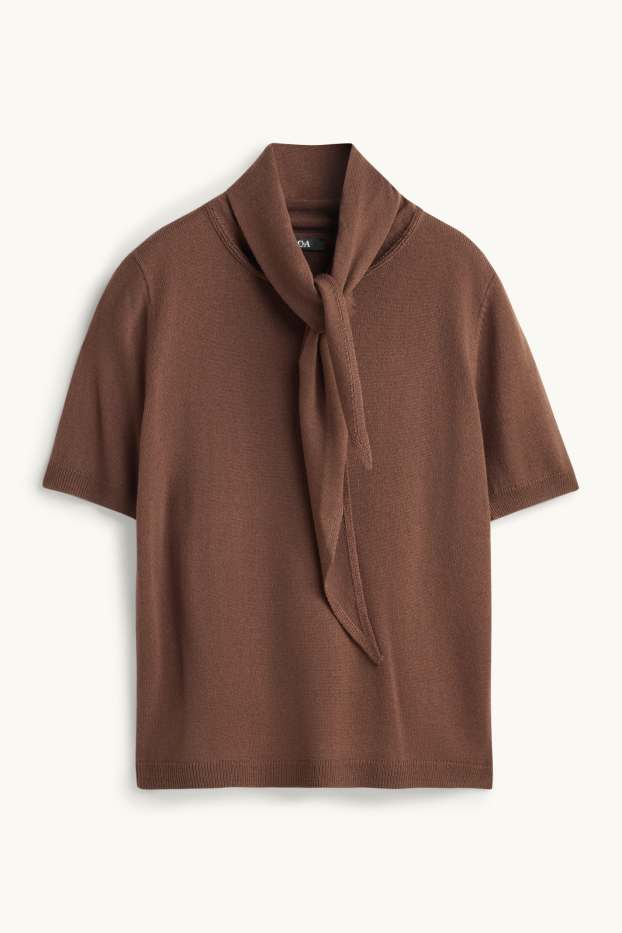 Women - Jumper - short sleeve - brown