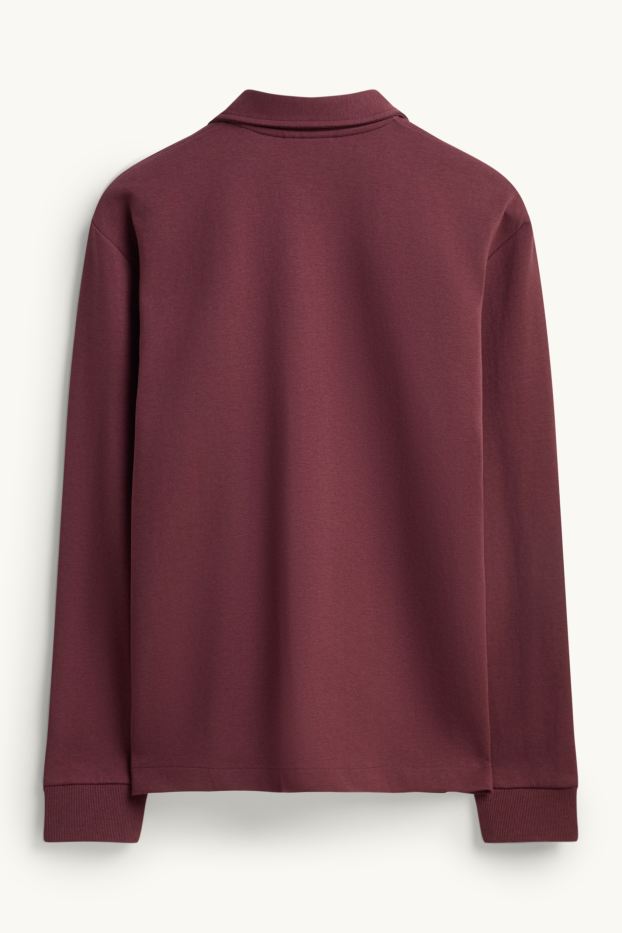 Bărbați - Tricou polo cu mânecă lungă - bordo
