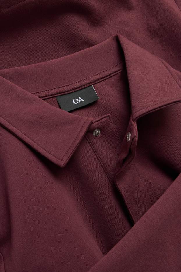Bărbați - Tricou polo cu mânecă lungă - bordo