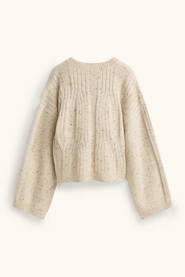 Women - Jumper - cable knit pattern - beige-melange