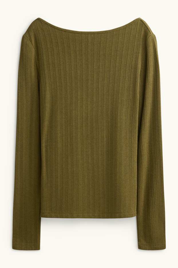 Damen - Langarmshirt - Regular Fit - gerippt - grün