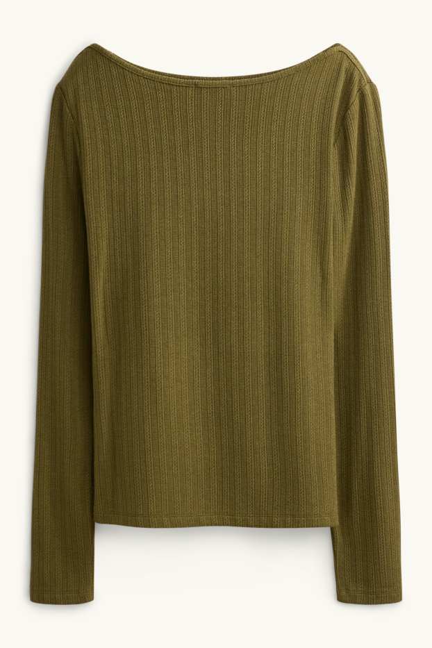 Damen - Langarmshirt - Regular Fit - gerippt - grün