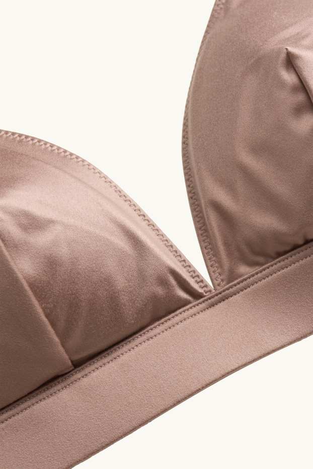 Femei - Bralette din satin - vătuit - maro deschis