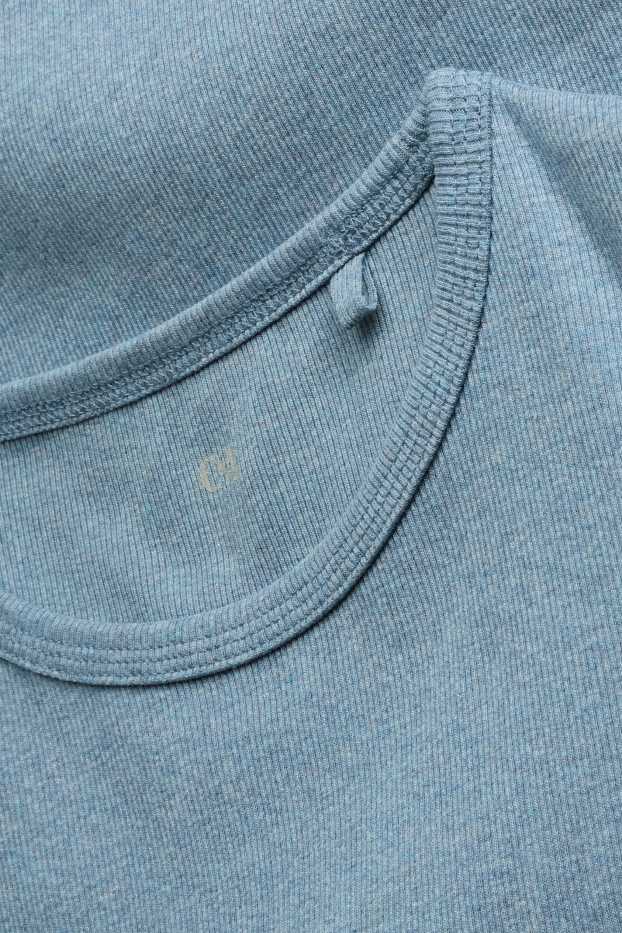 Dona - Samarreta de màniga llarga - slim fit - acanalada - blau clar
