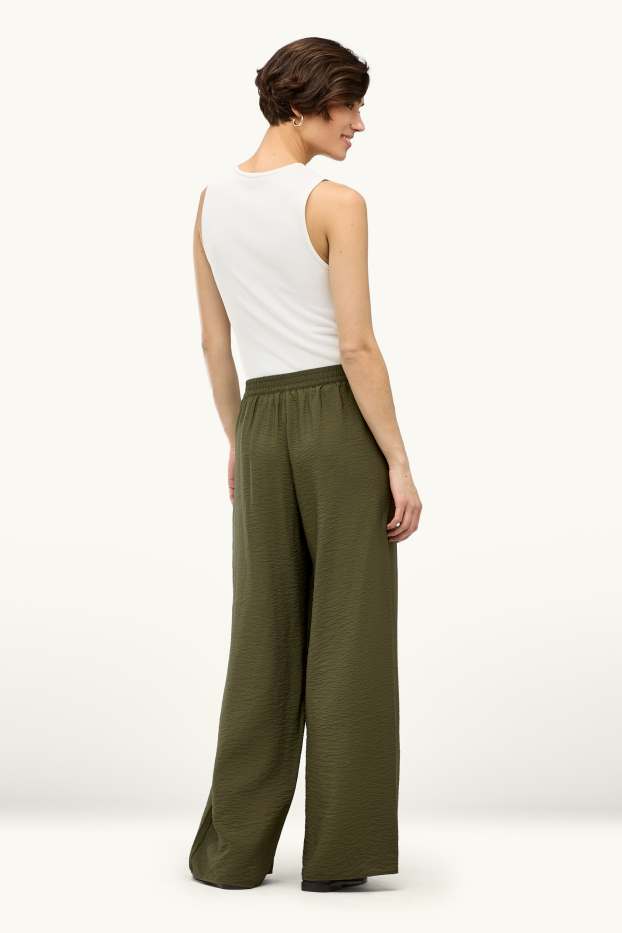 Mujer - Pantalón de oficina - high waist - wide leg - verde oscuro