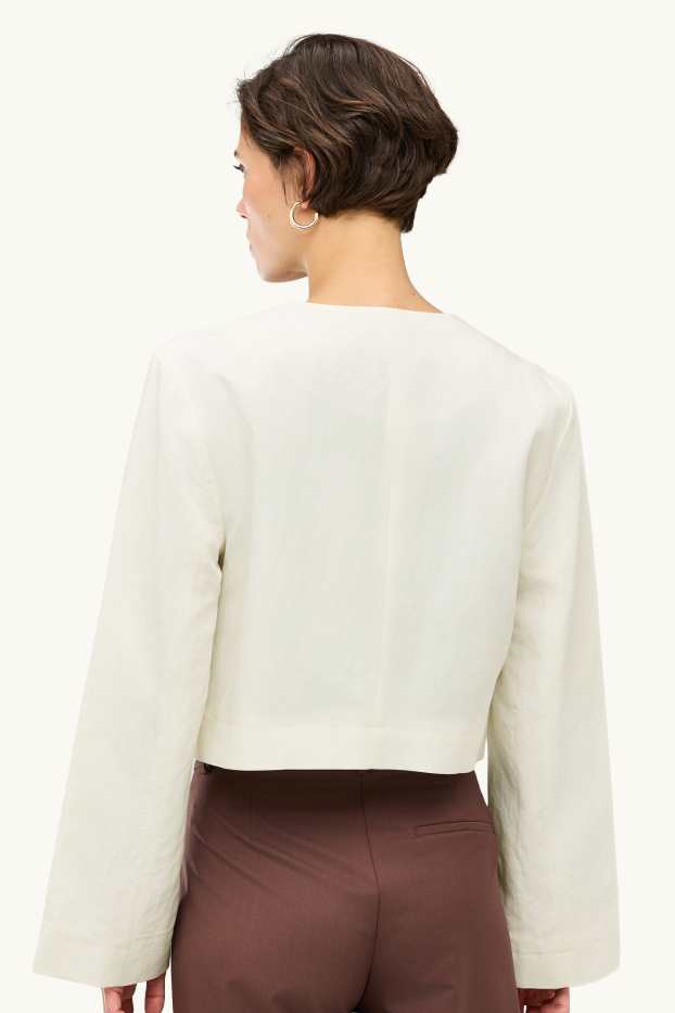 Mujer - Americana crop con parte de lino - slim fit - blanco