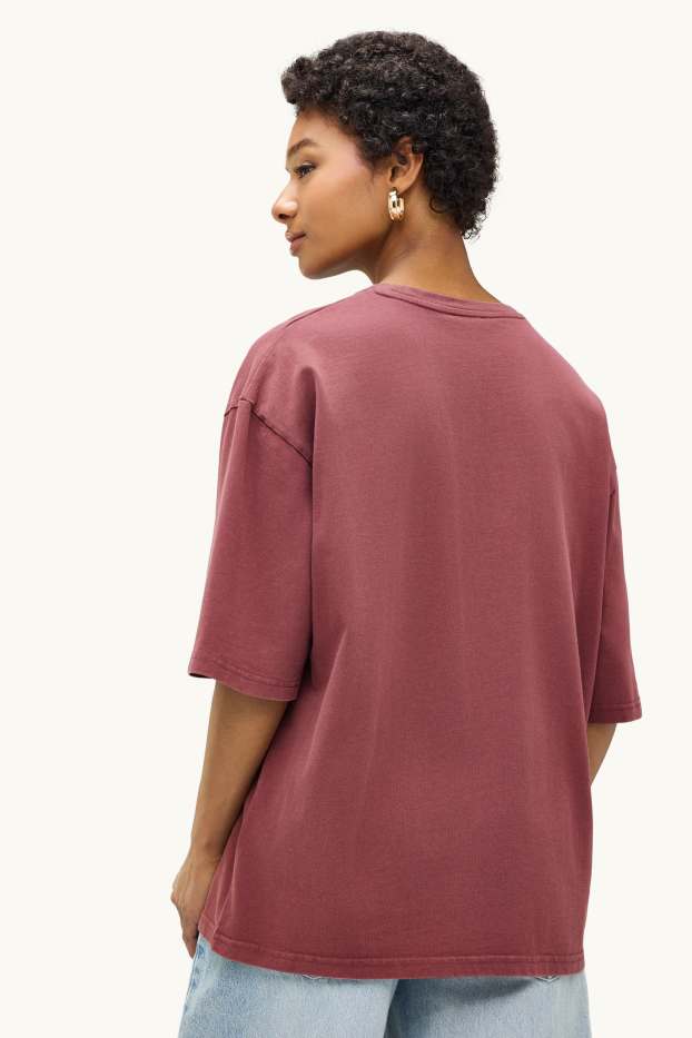 Dona - Samarreta de màniga curta - oversized - vermell fosc