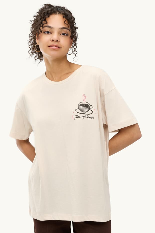 Damen - T-Shirt - Oversized - beige