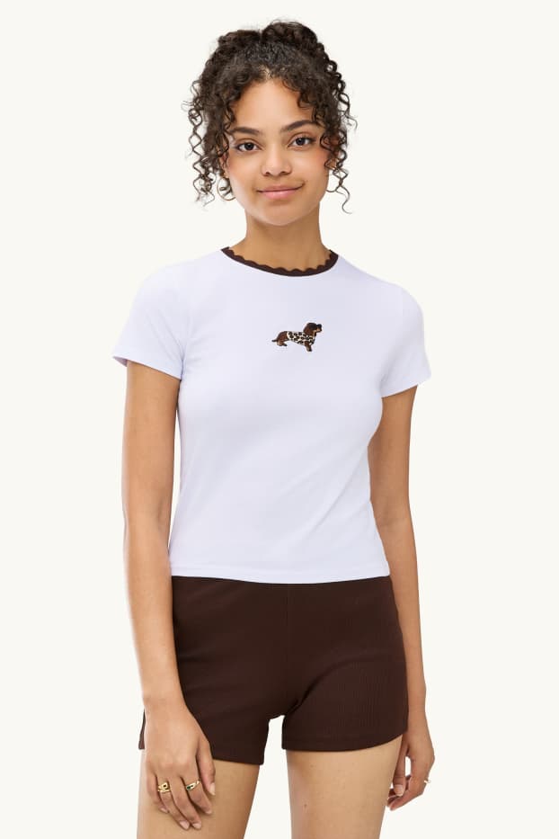 Dámské - Tričko - slim fit - bílá